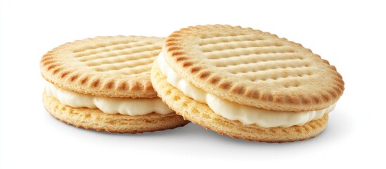 Fototapete - Sandwich biscuits filled with cream Isolated on a white background with a clipping path and copy space