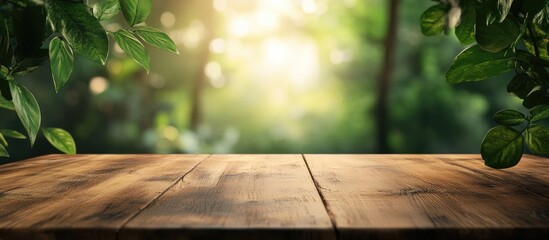 Aufkleber - Tabletop and blurred nature for background. with copy space image. Place for adding text or design