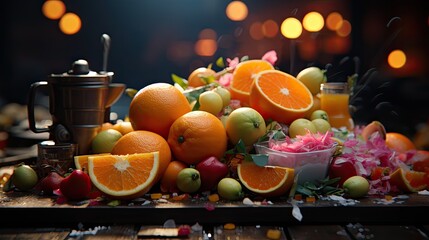 Canvas Print - still life with fruits and vegetables