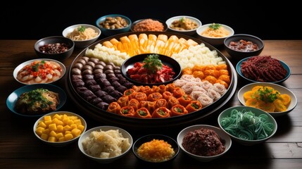 Poster - Chinese or Lunar New Year food are served with different kinds.  