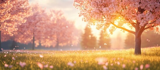 Aufkleber - Spring Season Blossoming Trees. with copy space image. Place for adding text or design