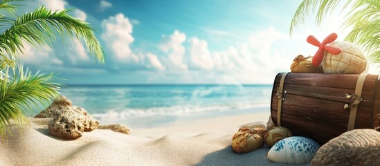 Aufkleber - vacation theme image. with copy space image. Place for adding text or design