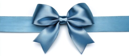 Poster - Single blue bow with a cross satin ribbon isolated on white. with copy space image. Place for adding text or design