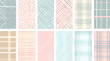 Plaid pattern seamless ornate set pastel color vector image