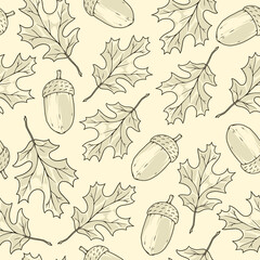 Sticker - Oak tree seamless pattern monochrome