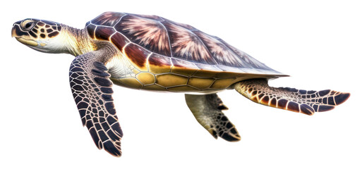 Poster - PNG A sea turtle swimming reptile animal white background.