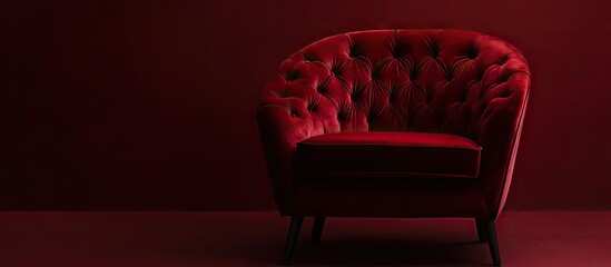 Poster - Dark red velvet chair featuring buttons. with copy space image. Place for adding text or design