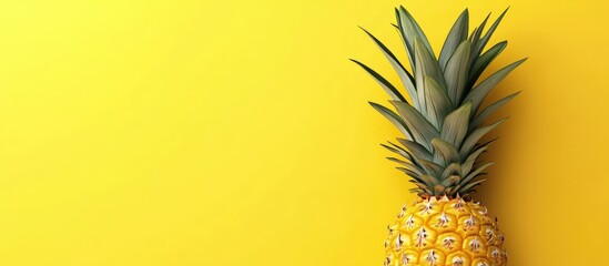 Poster - Pineapple on a yellow backdrop Simple and contemporary design and pattern. with copy space image. Place for adding text or design