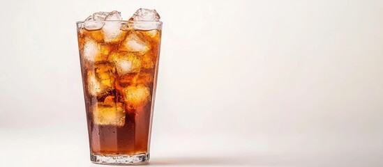 Aufkleber - Glass of refreshing cold iced tea on a white background. with copy space image. Place for adding text or design