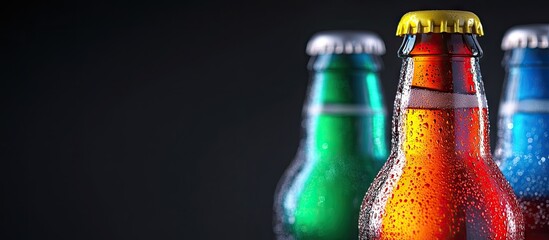 Aufkleber - Colorful beer bottle necks in close up with selective focus and copy space