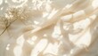 © CreativePulse - Generate a professional boho wedding textile background with smooth neutral beige linen fabric. Add subtle abstract floral shadows created by sunlight to create a sophisticated look