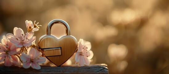Poster - Wedding props heart shaped padlock boutonniere. with copy space image. Place for adding text or design