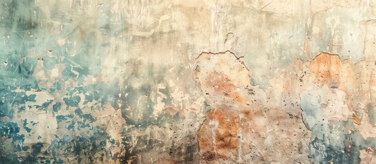 Aufkleber - Fragment of an old concrete wall featuring a painted stucco texture background. with copy space image. Place for adding text or design