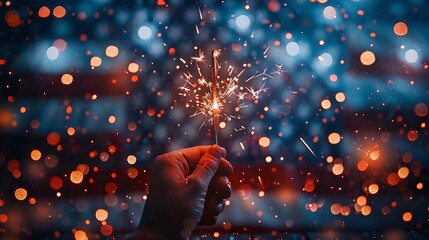 Happy Independence Day 4th of July celebration concept with decorations on wooden table over USA flag background : Generative AI