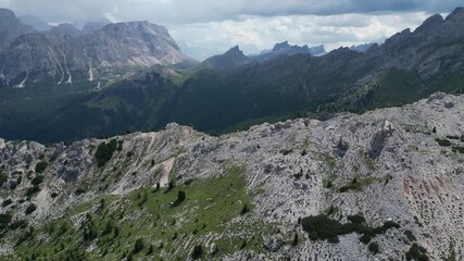 Poster - Marmolada from Armentarola Aerial view of the Dolomites mountain landscape in Trentino, South Tyrol in Northern Italy.