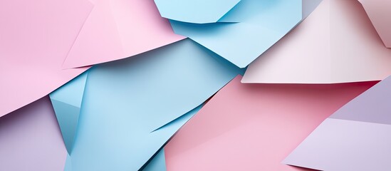 Leinwandbilder - Pastel colored paper texture background Abstract geometric background in soft pink and blue. with copy space image. Place for adding text or design