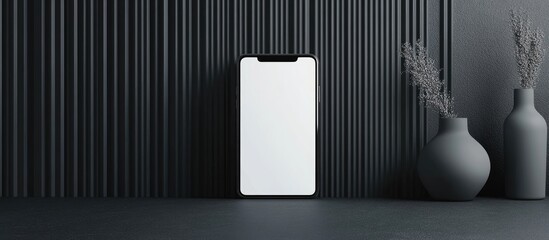 Aufkleber - Utilizing a mobile phone with a blank screen for a mockup template for advertising and branding in a technology background. with copy space image. Place for adding text or design