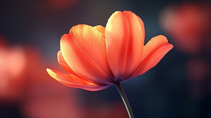 Wall Mural - A close up of a red flower with a stem