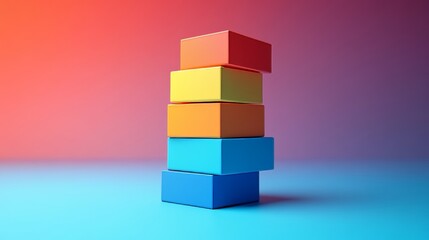 Wall Mural - A stack of colorful blocks on a blue background