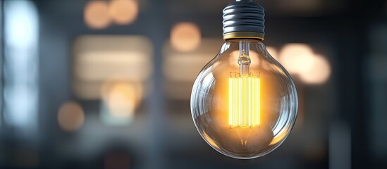 Aufkleber - LED glass light bulb with a blurred background. with copy space image. Place for adding text or design