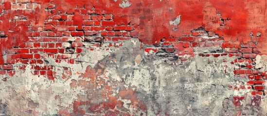 Wall Mural - grunge red brick wall background featuring copy space textured pattern close up of the aged red ston