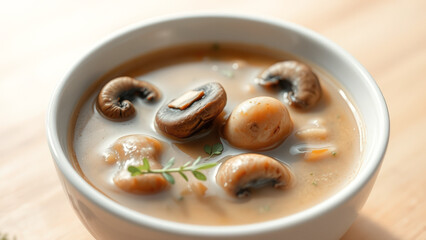 Poster - Mushroom Soup in a White Bowl