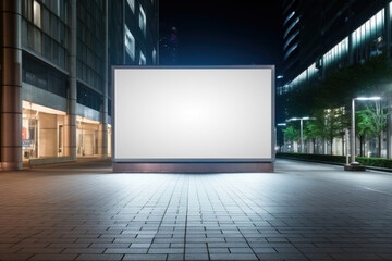 Canvas Print - PNG night urban billboard mockup, transparent background