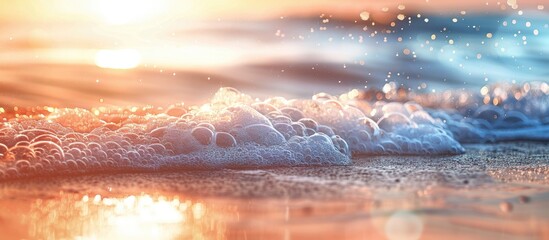 Aufkleber - Blurred tropical beach with bokeh sunlight and waves creating an abstract background Copyspace for outdoor summer vacation and travel adventure ideas Vintage tone filter effect color style