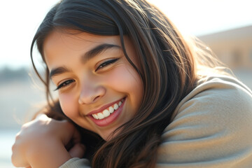 Wall Mural - Close-up Portrait of a Young Woman Smiling