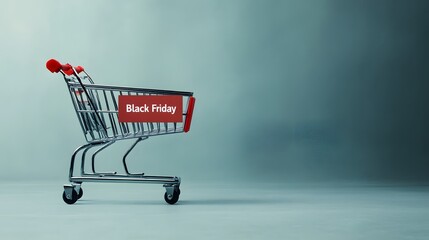 Shopping cart with a Black Friday banner on a gray background.