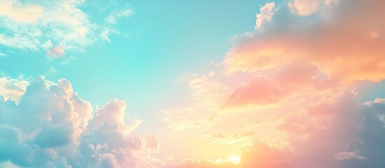 Leinwandbilder - Warm blue cloudy sky background sunny evening. with copy space image. Place for adding text or design