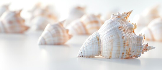 Aufkleber - Close up image of sea shells set against a white background. with copy space image. Place for adding text or design