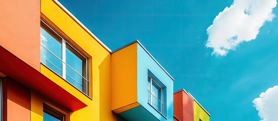 Aufkleber - A section of a vibrant house exterior against a blue sky. with copy space image. Place for adding text or design