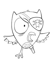Aufkleber - Mean Angry Pirate Owl Coloring Page Vector Illustration Art