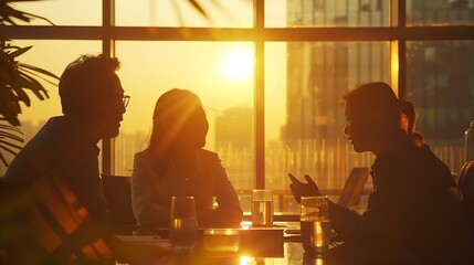 Fototapete - Office expert and business people in meeting teamwork and planning with feedback for funding proposal Accounting broker and employees with conversation review finances and trading with : Generative AI