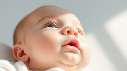 Canvas Print - Close-up of a Baby's Face Looking Upwards