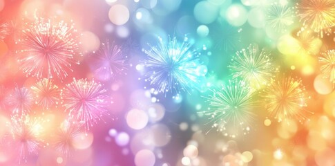 Wall Mural - New Year background with colorful fireworks and bokeh lights.