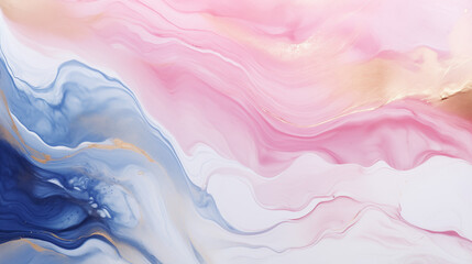 Wall Mural - Modern stylish texture pink blue white gold waves background, marble texture	