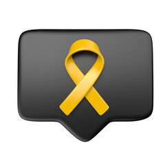 Sticker - 3D yellow ribbon on black speech bubble for september yellow with transparent background