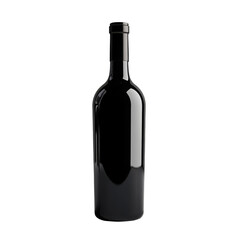 black wine bottle on white background