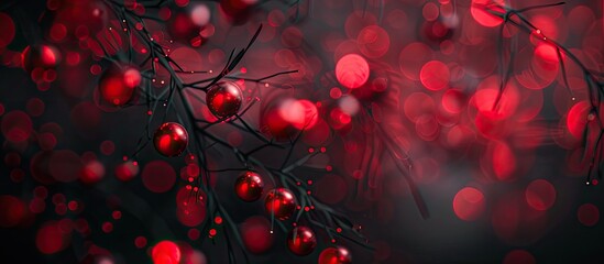 Aufkleber - Unfocused abstract red bokeh on a black background Blurred and defocused numerous round lights. with copy space image. Place for adding text or design