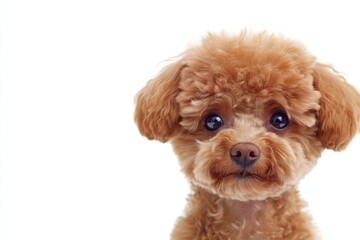 Wall Mural - A cute fluffy portrait smile Puppy dog Poodle that is staring at the camera on a transparent png background, a funny moment, lovely dog and pet concept.