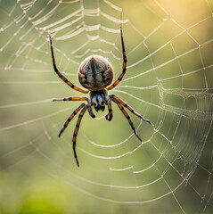 Close-up photo of a spider spinning its web
