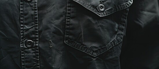 Aufkleber - Close up of a dark men s shirt. with copy space image. Place for adding text or design