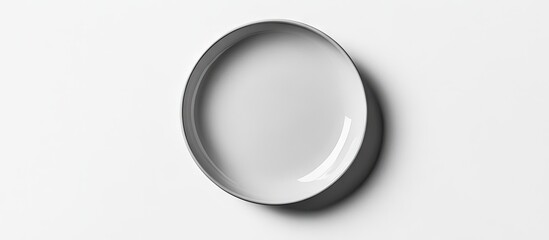 Fototapete - Isolated empty grey circle ceramic plate on a white background with a clipping path. with copy space image. Place for adding text or design