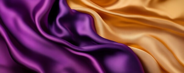 Wall Mural - Purple and gold satin fabric with flowing