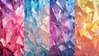 © Rattana - 3d render. abstract crystal background. iridescent texture. macro panorama. faceted gem. wide panoramic polygonal wallpaper depicted in four different