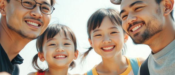 Wall Mural - Happy family smiling together