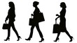 © Ben Kuang - Silhouettes of three women shopping with bags, showcasing stylish fashion choices.
