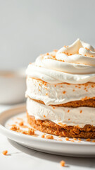 Sticker - Close Up Of Delicious Whipped Cream Dessert On White Plate